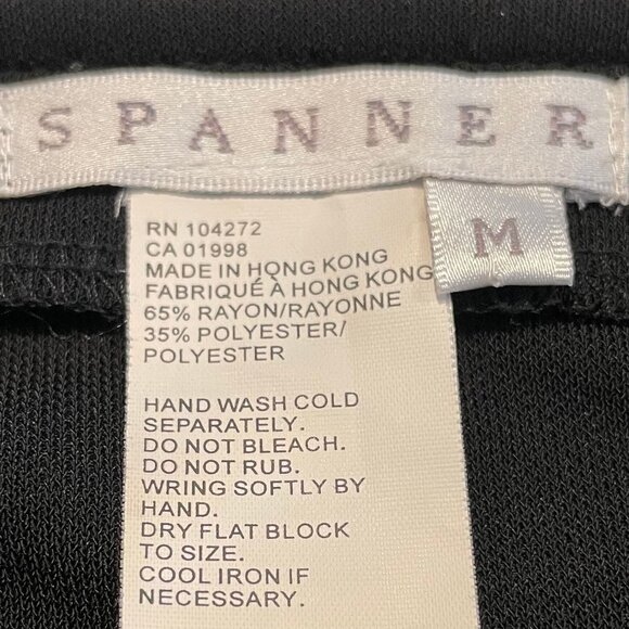 Spanner VNeck Elbow Length Rayon Poly Blend Classic Midi LBDress Black Sz M - Picture 7 of 8